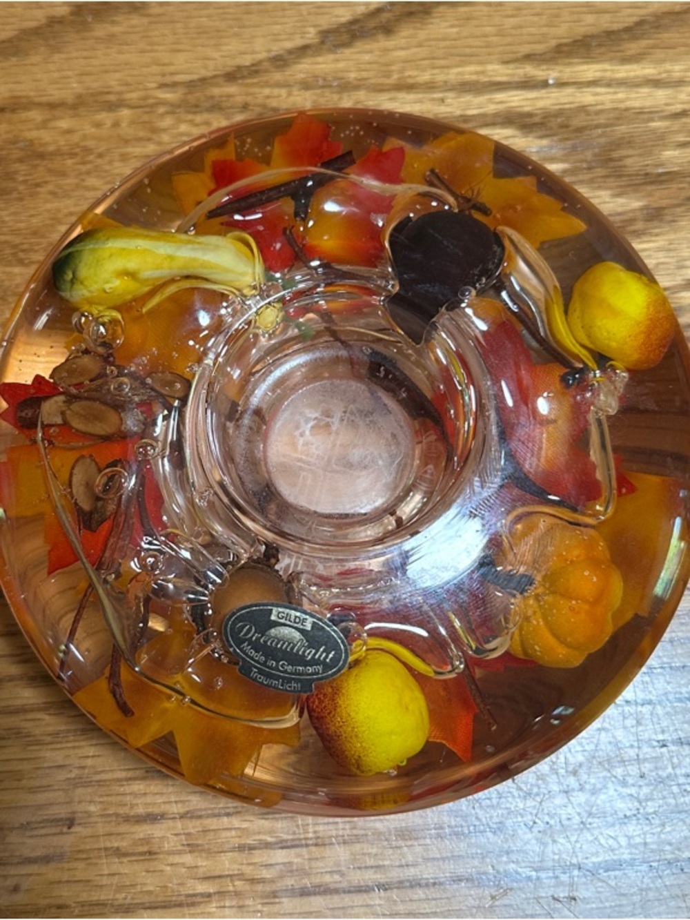Gilde Dreamlight Glass Votive Candle Holder Bowl - Autumn Orange & Yellow